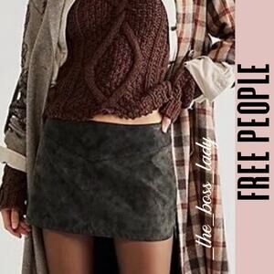 Free People mini vegan leather skirt low rise boho micro textured 10